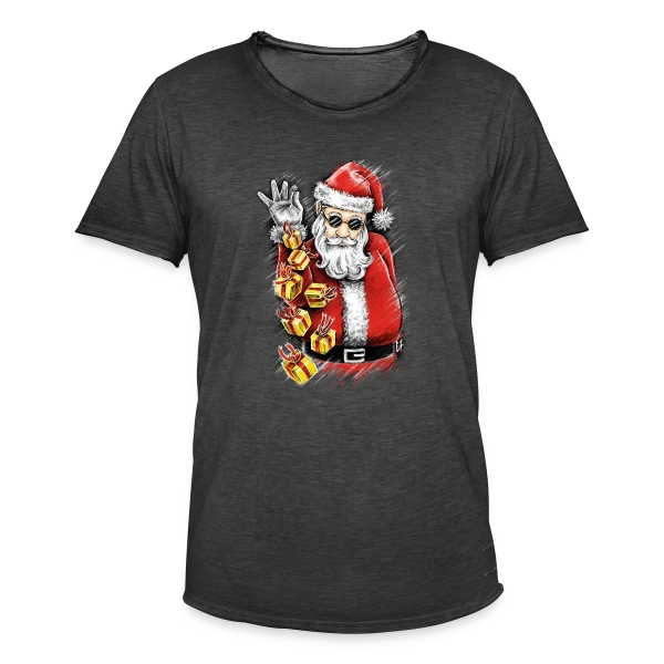 Père Noël Stylé et Généreux sur T-shirt vintage Homme