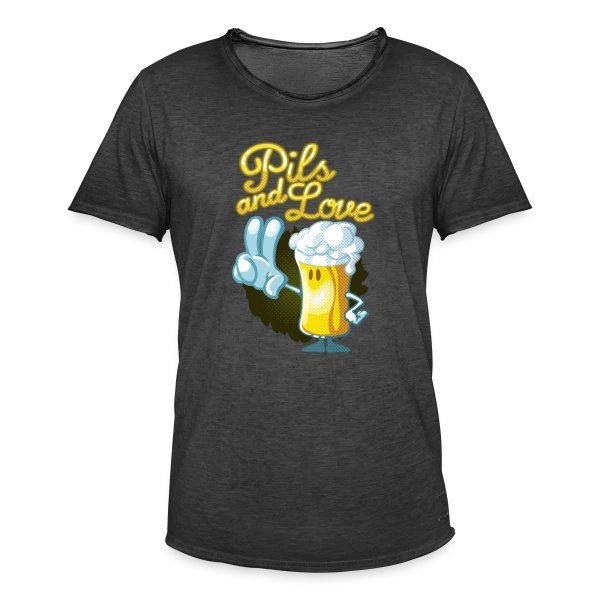 Pils & Love : La Bière et l'Amour en Version Cartoon sur T-shirt vintage Homme