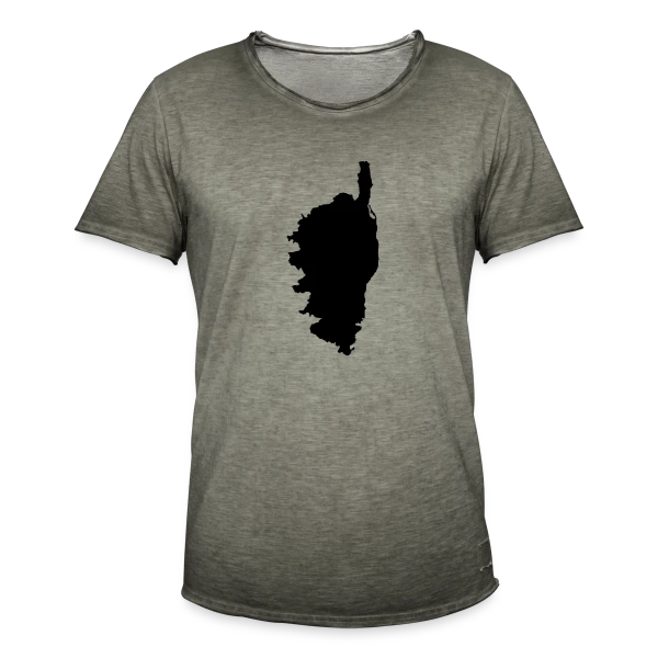 Silhouette Carte Corse sur T-shirt vintage Homme