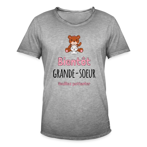'Bientôt Grande Sœur' - Annonce Grossesse Originale sur T-shirt vintage Homme