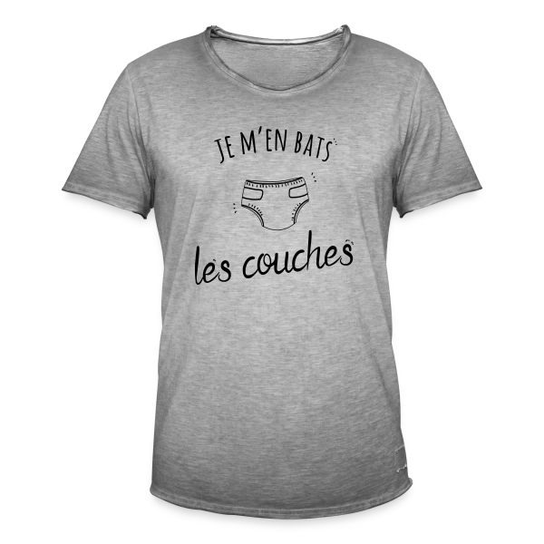 Humour "Je M'en Bats Les Couches" - Idée Cadeau Drôle sur T-shirt vintage Homme