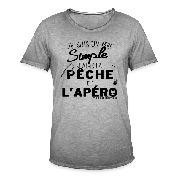 "Pêche & Apéro" : L'Humour du Pêcheur Relax sur T-shirt vintage Homme