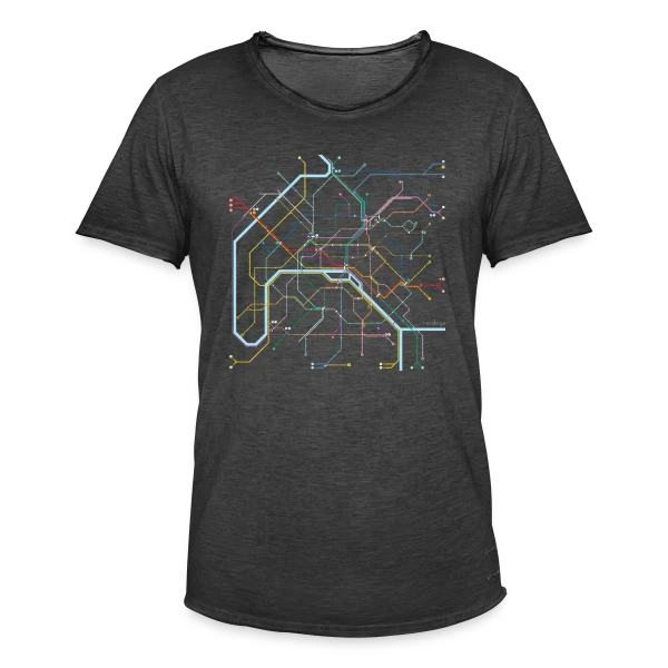 Plan Métro Paris Coloré sur T-shirt vintage Homme