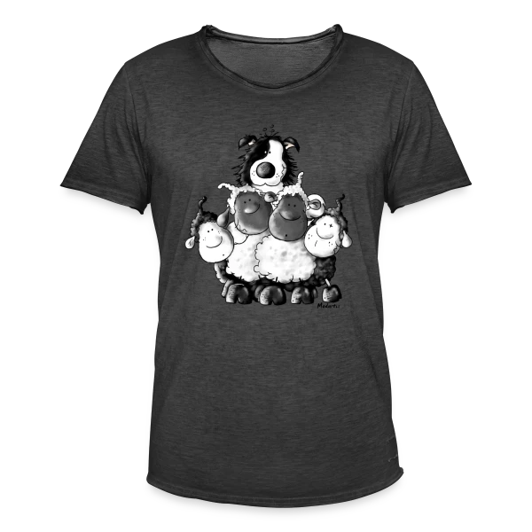 Border Collie et Moutons - Un Vrai Chien de Berger sur T-shirt vintage Homme