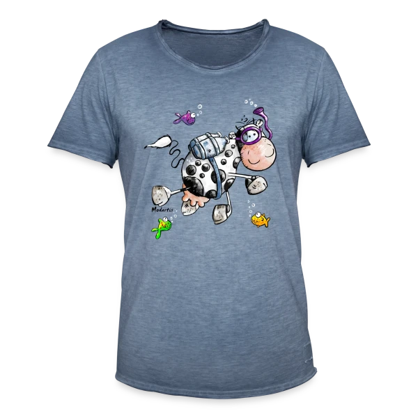 La Vache Marine Plongeuse Cartoon sur T-shirt vintage Homme