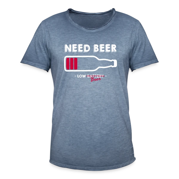 Humoristique : Need Beer, Besoin d'une Bière sur T-shirt vintage Homme