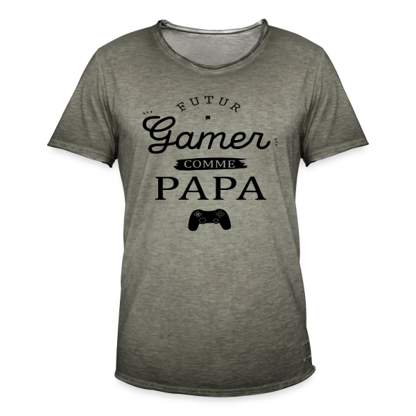 'Futur Gamer comme Papa' - Humour Père & Enfant sur T-shirt vintage Homme