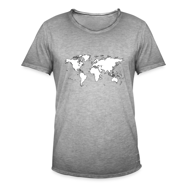 Carte du Monde Minimaliste sur T-shirt vintage Homme