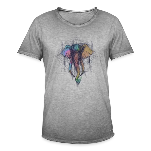 Éléphant Mandala Coloré - Harmonie Spirituelle sur T-shirt vintage Homme