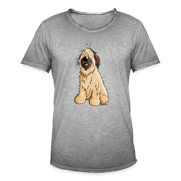 Briard Chien de Berger - Style Cartoon sur T-shirt vintage Homme