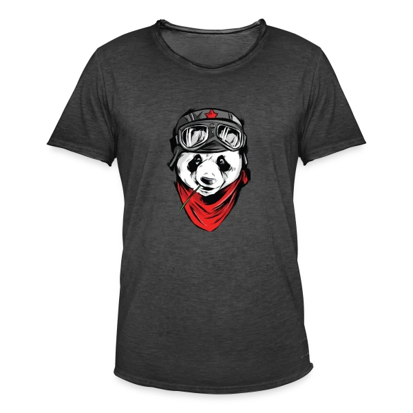 Panda Pilote Rebelle sur T-shirt vintage Homme