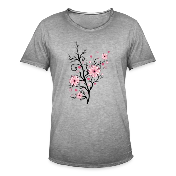 Cerisier Fleuri Cœurs sur T-shirt vintage Homme