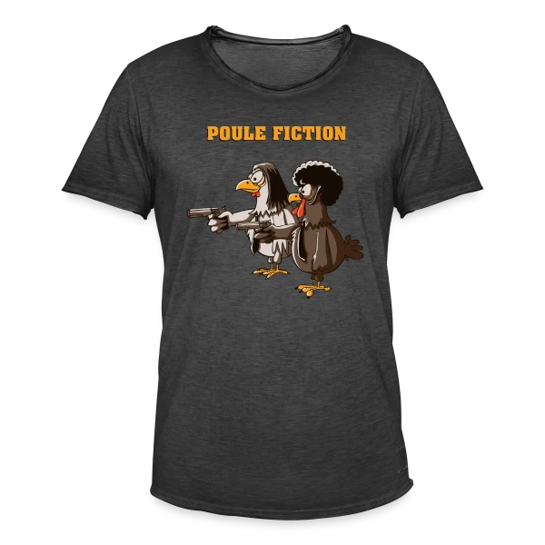 Poule Fiction sur T-shirt vintage Homme
