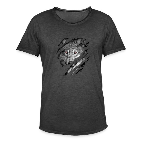 Loup Déchiré Yeux Rouges sur T-shirt vintage Homme