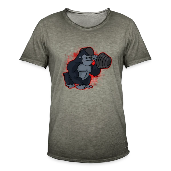 Gorille Musculation - Force et Humour sur T-shirt vintage Homme