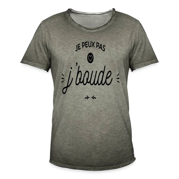 "Je Peux Pas, Je Boude" Humour sur T-shirt vintage Homme