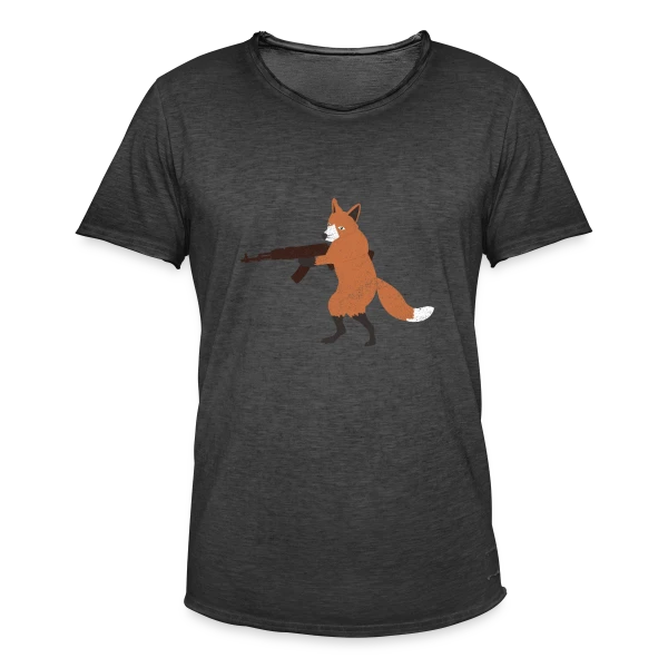 Renard Rebelle Armé sur T-shirt vintage Homme