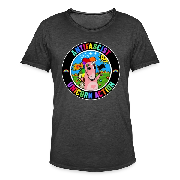 Licorne Antifasciste Rebelle sur T-shirt vintage Homme