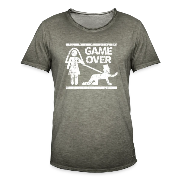 Mariage Game Over Humour sur T-shirt vintage Homme