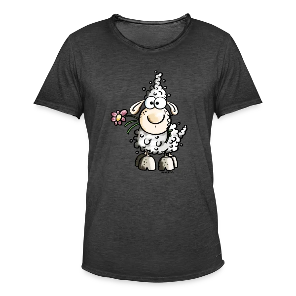 Adorable Mouton Gourmand - Fleur et Humour sur T-shirt vintage Homme