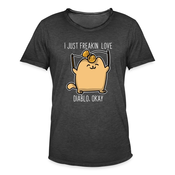 Chaton Diabolo Joueur sur T-shirt vintage Homme