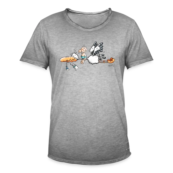 La Cigogne Apporte le Bonheur Bébé sur T-shirt vintage Homme