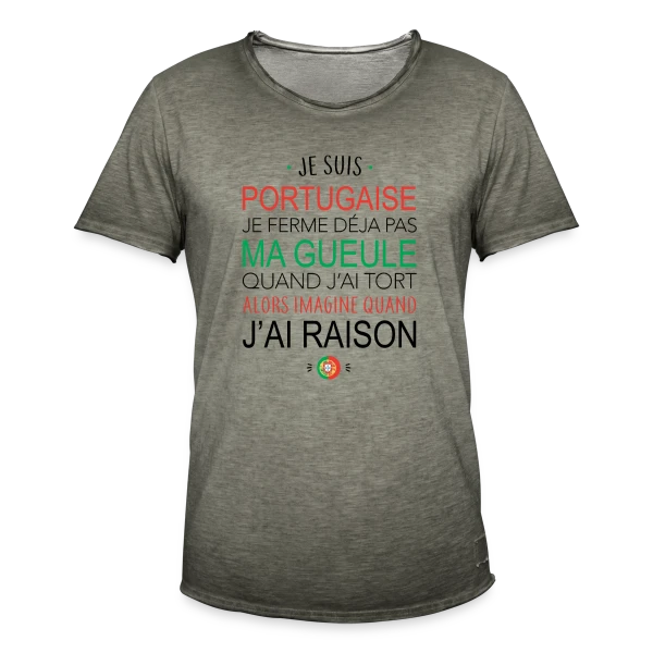 Portugaise : Ma Voix Compte, Toujours Raison ! sur T-shirt vintage Homme