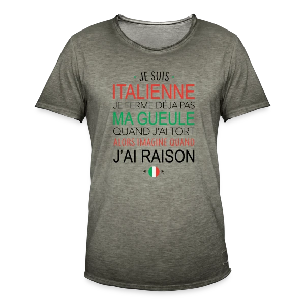 "Italienne : Ma Voix, Ma Loi" sur T-shirt vintage Homme
