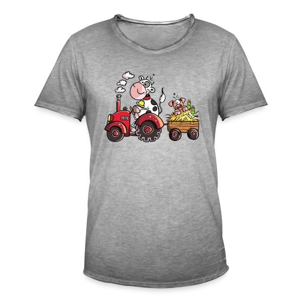 La Vache au Volant, le Cochon à Bord - T-shirt Agricole Fun sur T-shirt vintage Homme