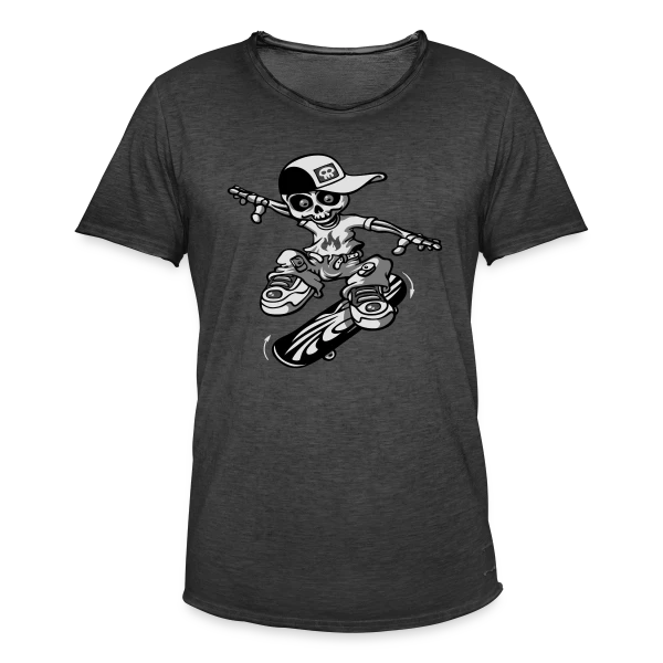 Squelette Skateur : Le Rider de l'Au-delà sur T-shirt vintage Homme