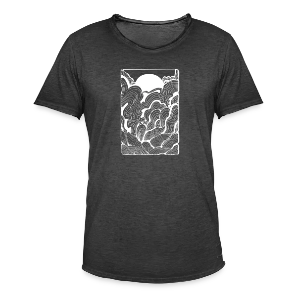 Doodle Océan au Lever du Soleil sur T-shirt vintage Homme