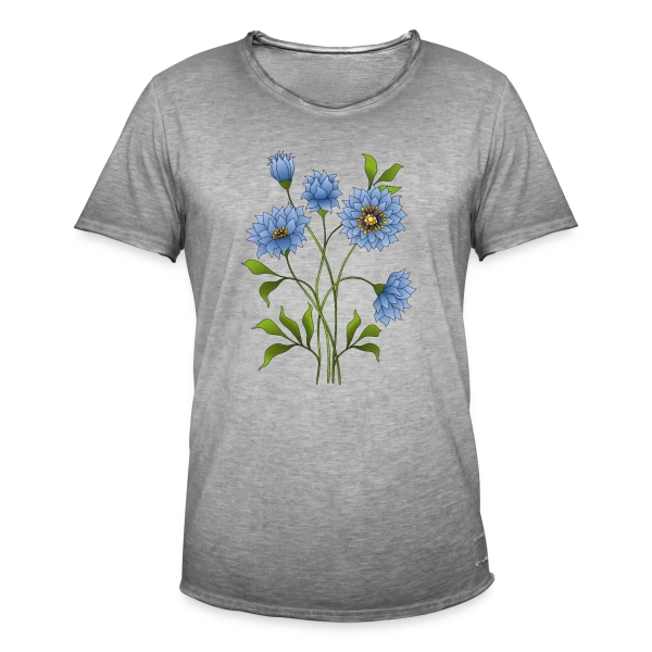 Éclat Floral Bleu sur T-shirt vintage Homme
