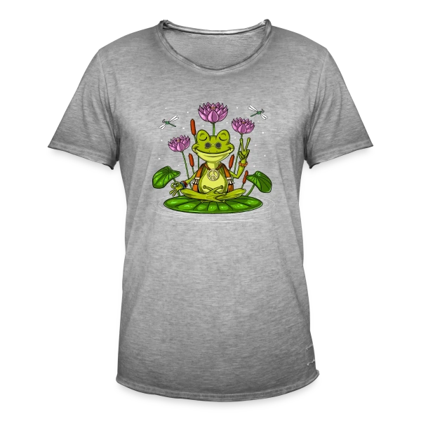 Grenouille Zen Hippie sur T-shirt vintage Homme