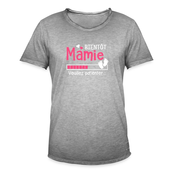 Bientôt Mamie : Future Grand-Mère en Attente sur T-shirt vintage Homme