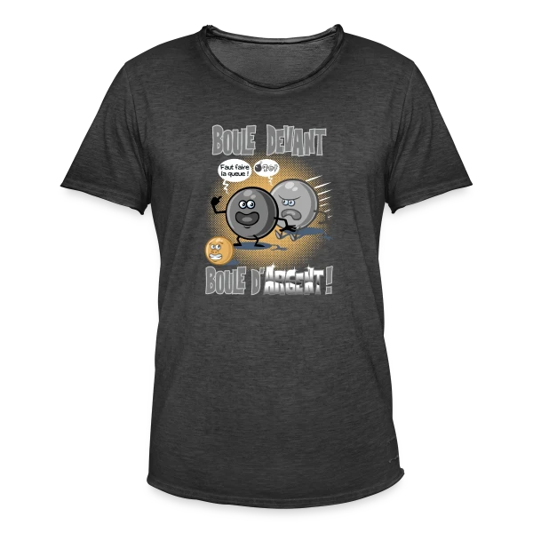 Boule devant boule d'argent - Pétanque sur T-shirt vintage Homme