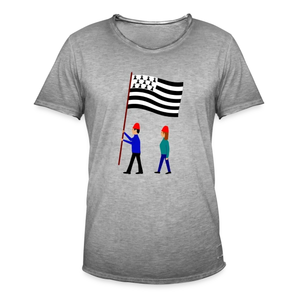 Fierté Bretonne en Drapeaux sur T-shirt vintage Homme