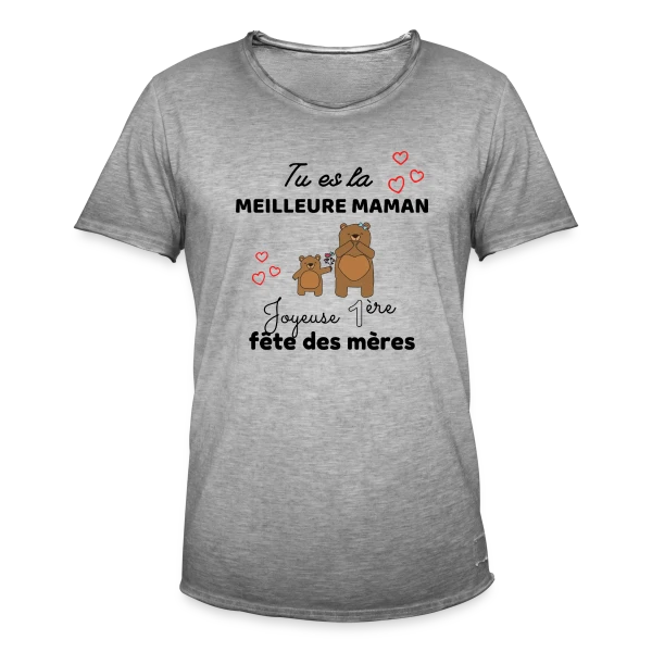 Bébé Ma Première Fête des Mères : Meilleure Maman Ours sur T-shirt vintage Homme