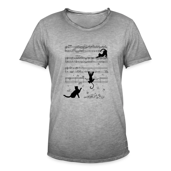 Chats Musiciens Partitions sur T-shirt vintage Homme