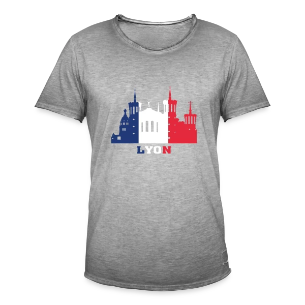 Lyon Monuments Drapeau sur T-shirt vintage Homme