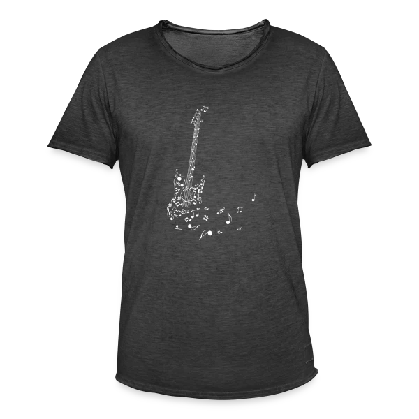 Guitare et Notes Volantes : La Musique en Liberté sur T-shirt vintage Homme