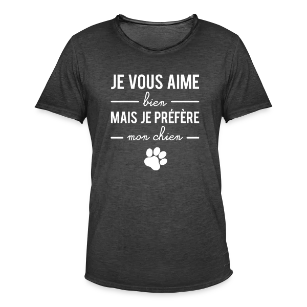 Je Préfère Mon Chien sur T-shirt vintage Homme