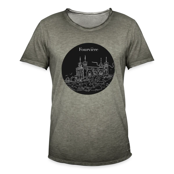Basilique Fourvière Nuit sur T-shirt vintage Homme