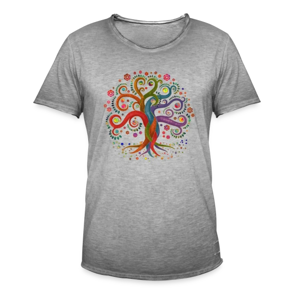 Arbre de Vie Yggdrasil Aquarelle sur T-shirt vintage Homme