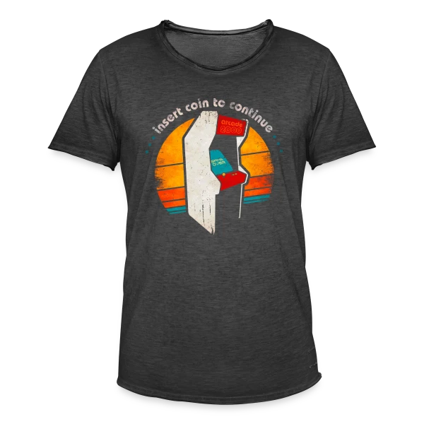 Arcade Rétro Années 80 : Insert Coin to Continue sur T-shirt vintage Homme