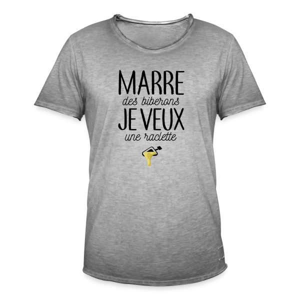 Bébé Gourmand : Marre des Biberons, Je Veux une Raclette ! sur T-shirt vintage Homme