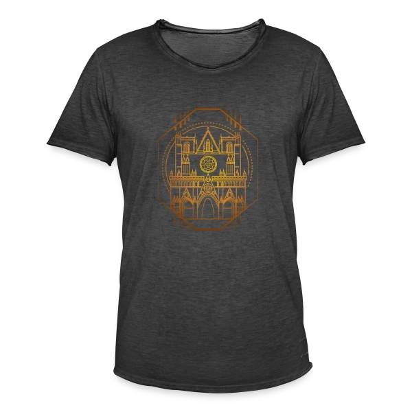 Cathédrale Lyon Géométrique sur T-shirt vintage Homme