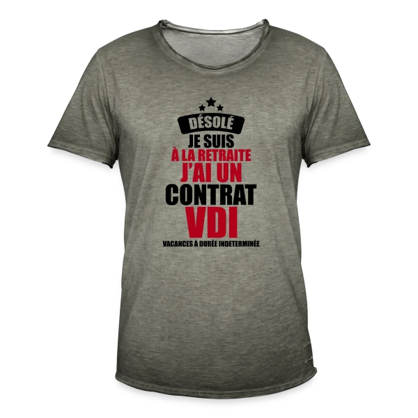 Retraite : Contrat VDI (Vacances Durée Indéterminée) sur T-shirt vintage Homme