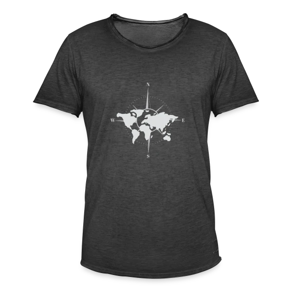Carte du Monde Boussole sur T-shirt vintage Homme