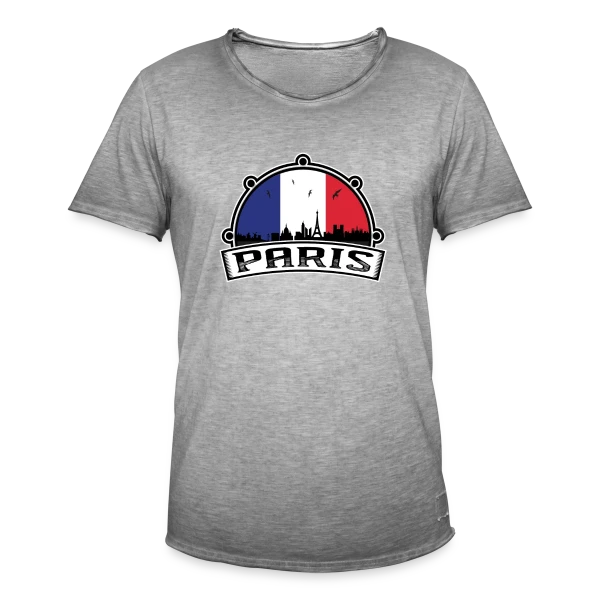 Paris Skyline Drapeau Français sur T-shirt vintage Homme