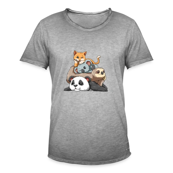 Pile d'Animaux Fainéants sur T-shirt vintage Homme